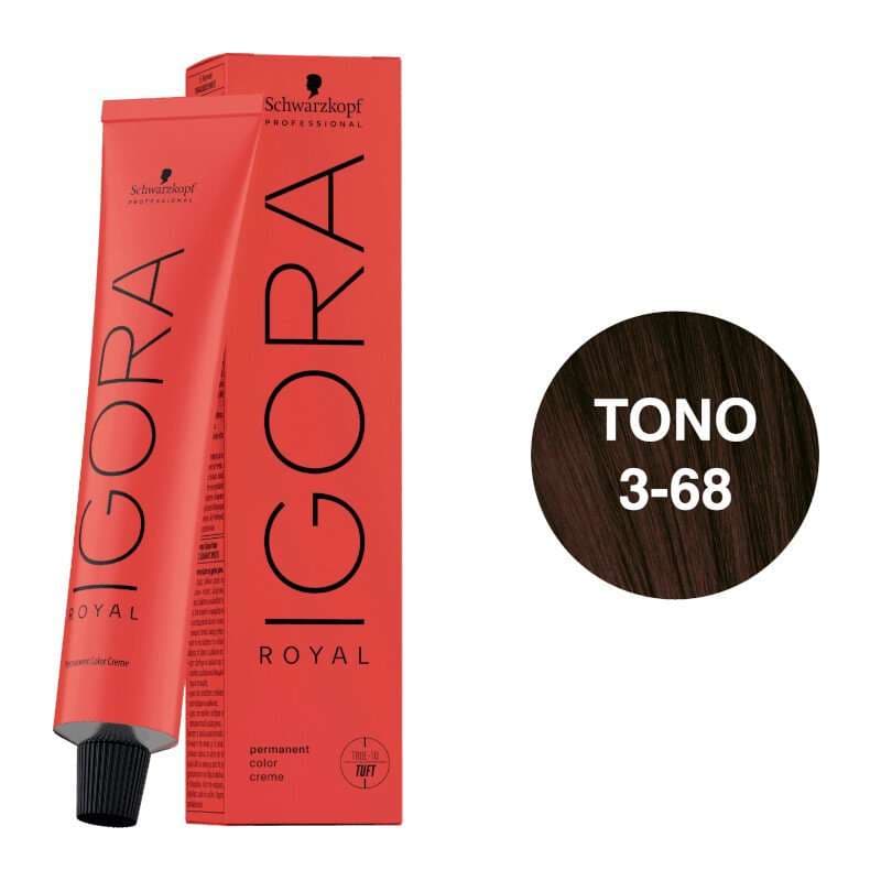 Igora Royal Tono 3-68 Castaño Oscuro Chocolate Rojo 60mL