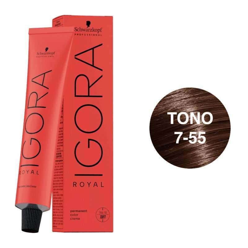 Igora Royal Tono 7-55 Rubio Medio Dorado Intenso 60mL