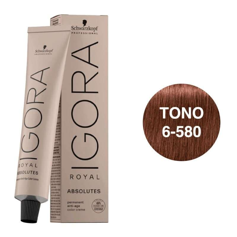 Igora Royal Absolutes Tono 6-580 Rubio Oscuro Dorado Rojo 60mL