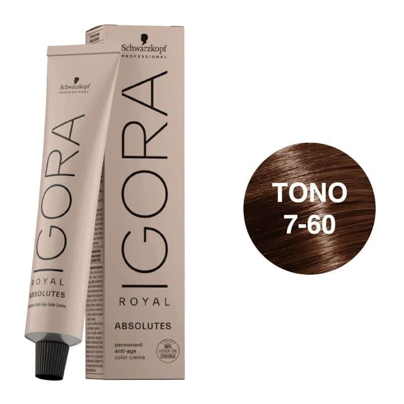 SCHWARZKOPF Igora Royal Absolutes Tono 7-60 Rubio Medio Chocolate Natural 60mL