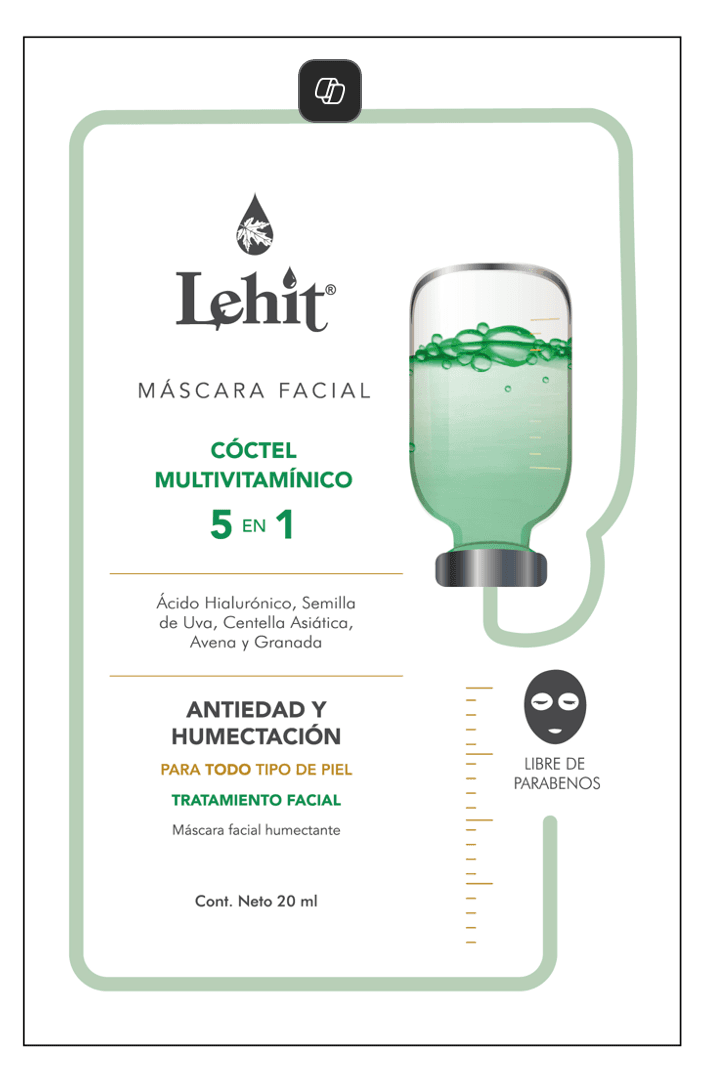LEHIT Máscara Facial Cóctel Multivitamínico 5 en 1 disponible en Bogotá - LEHIT