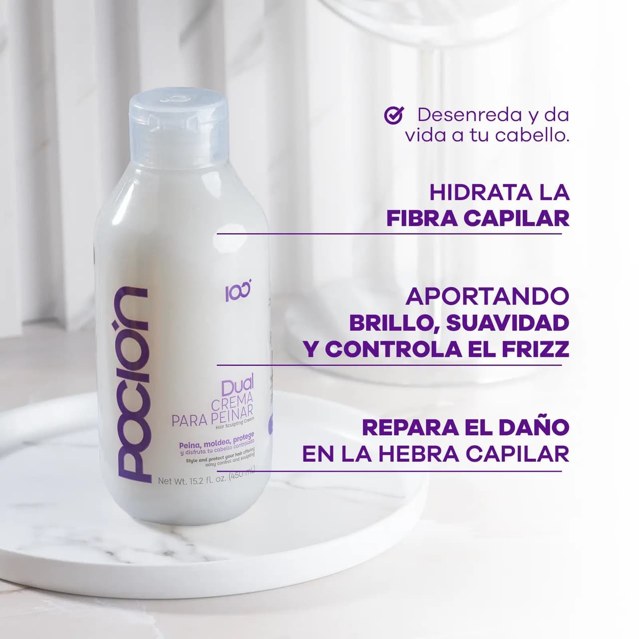 POCION Dual Crema para Peinar de Reparación 450ml - imagen 3