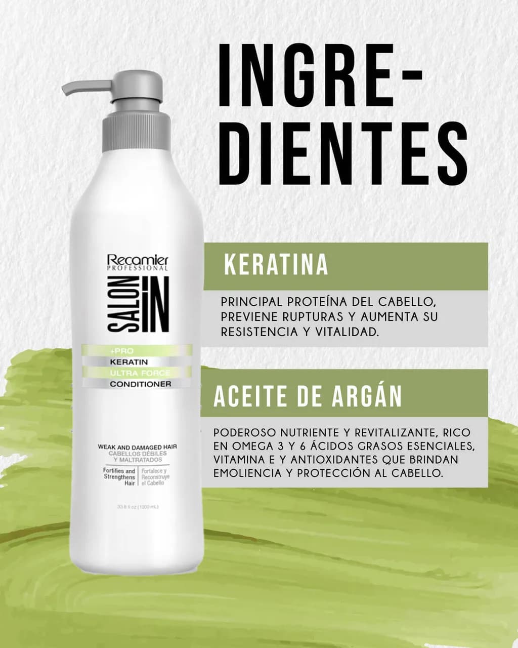 RECAMIER Salon In Acondicionador Keratin Ultra Force 1000ml - imagen 2