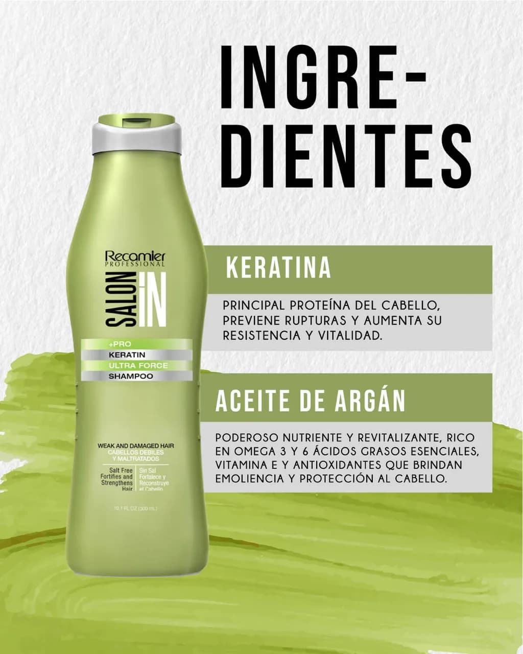 RECAMIER Salon In Shampoo Keratin Ultra Force 300ml - imagen 2