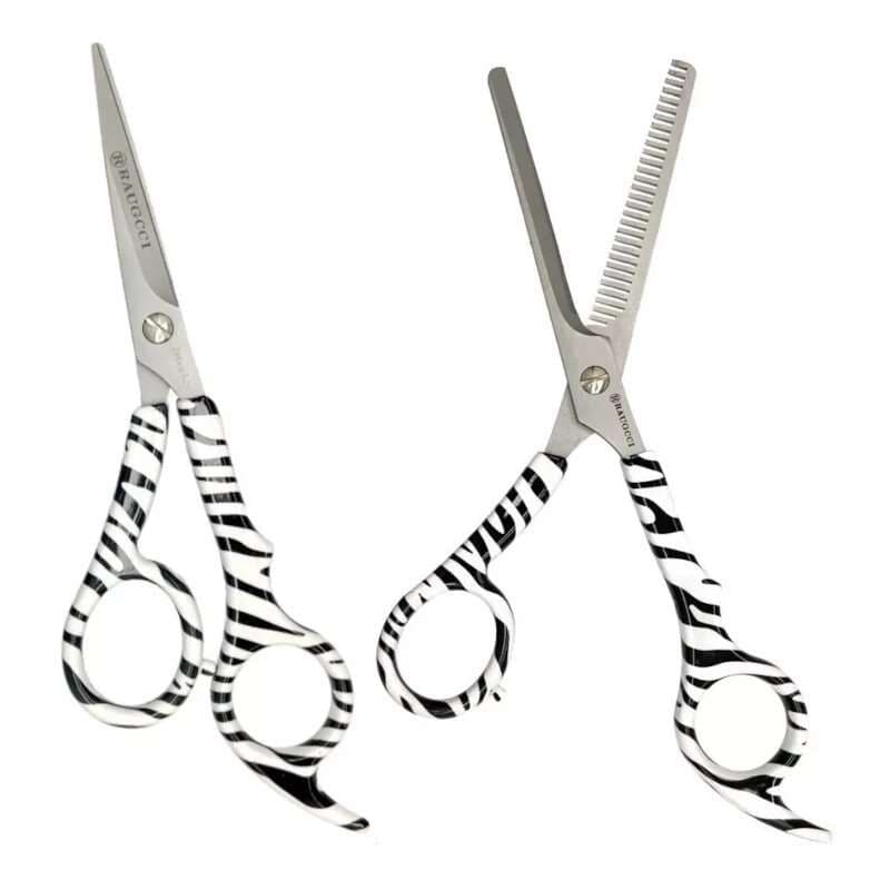 RAUGCCI Kit 2 Tijeras Corte Y Entresacar Diseños Zebra