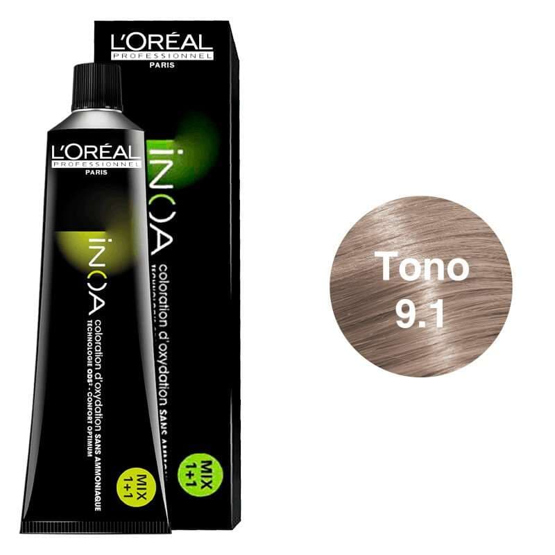 LOREAL Tinte Inoa Tono 9.1 Rubio Muy Claro Ceniza 60ml