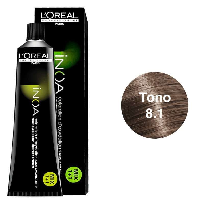 LOREAL Tinte Inoa Tono 8.1 Rubio Claro Ceniza 60ml