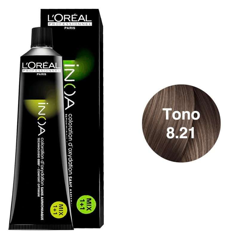 LOREAL Tinte Inoa Tono 8.21 Rubio Claro Irisado Cenizo 60ml