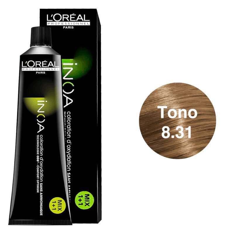 LOREAL Tinte Inoa Tono 8.31 Rubio Claro Dorado Cenizo 60ml