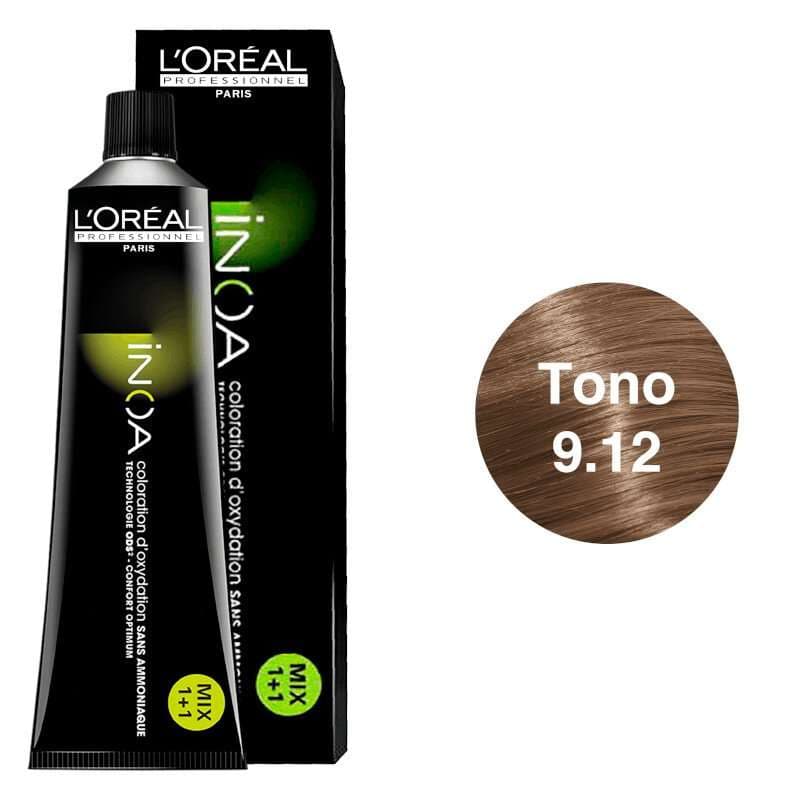 LOREAL Tinte Inoa Tono 9.12 Rubio Muy Claro Cenizo Irisado 60ml
