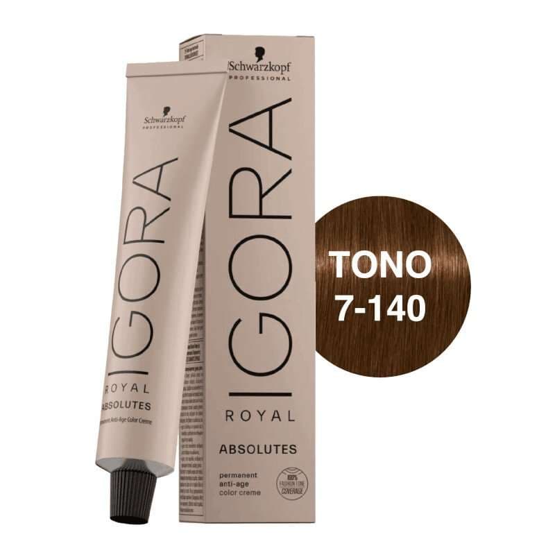 SCHWARZKOPF Igora Royal Absolutes Tono 7-140 Rubio Medio Ceniza Beige Natural 60mL