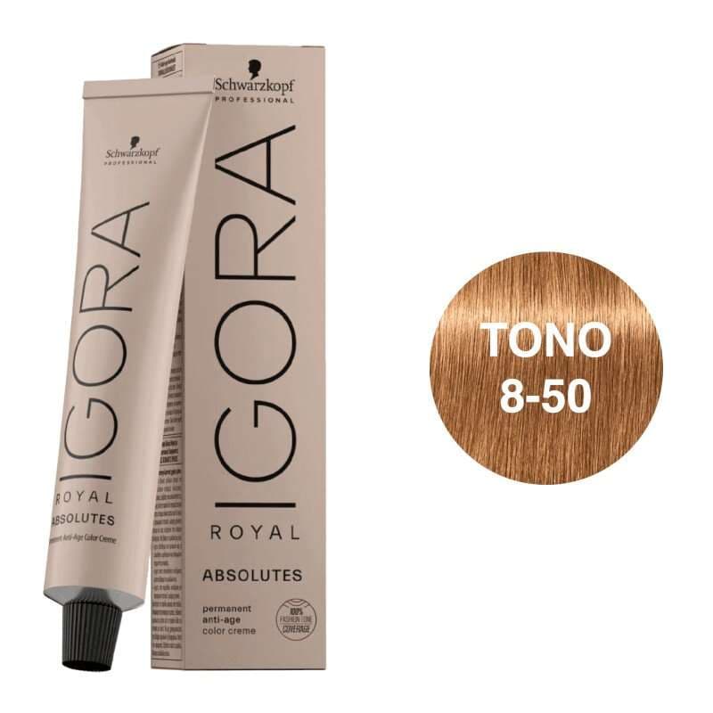 SCHWARZKOPF Igora Royal Absolutes Tono 8-50 Rubio Claro Dorado Natural 60mL