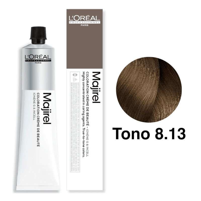 L'Oréal Professionnel Tinte Majirel Tono 8.13 Rubio Claro Ceniza Dorado 50mL