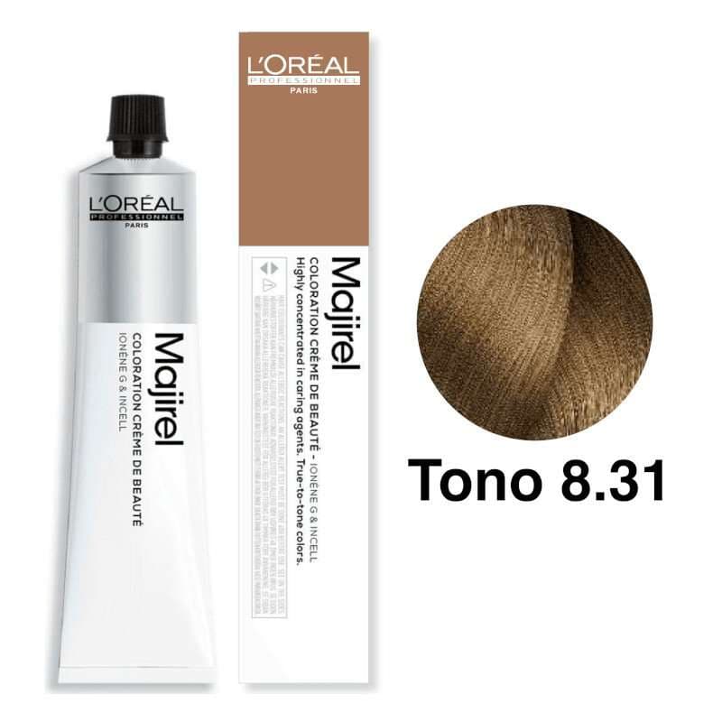L'Oréal Professionnel Tinte Majirel Tono 8.31 Rubio Claro Dorado Ceniza 50mL