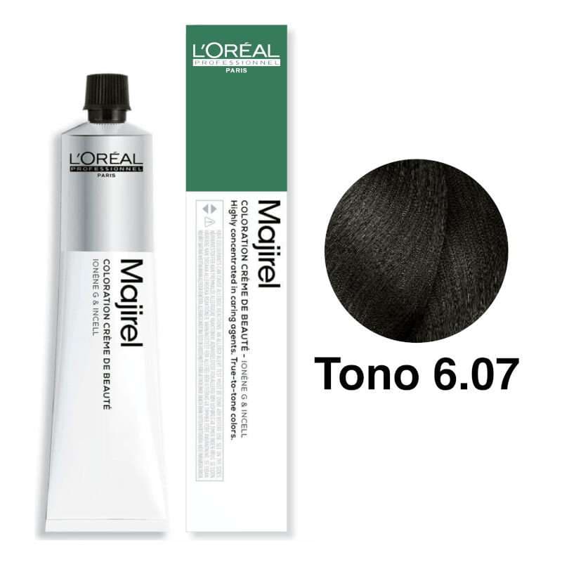 L'Oréal Professionnel Tinte Majirel Tono 6.07 Rubio Oscuro Natural Frio 50mL