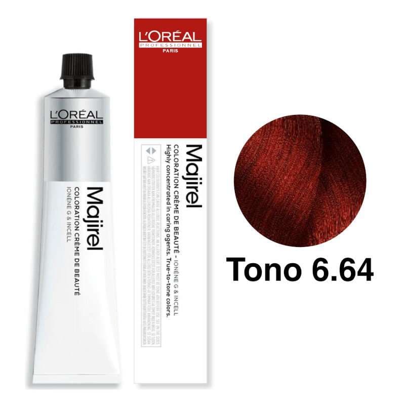 L'Oréal Professionnel Tinte Majirel Tono 6.64 Rubio Oscuro Rojizo Intenso Cobrizo 50mL