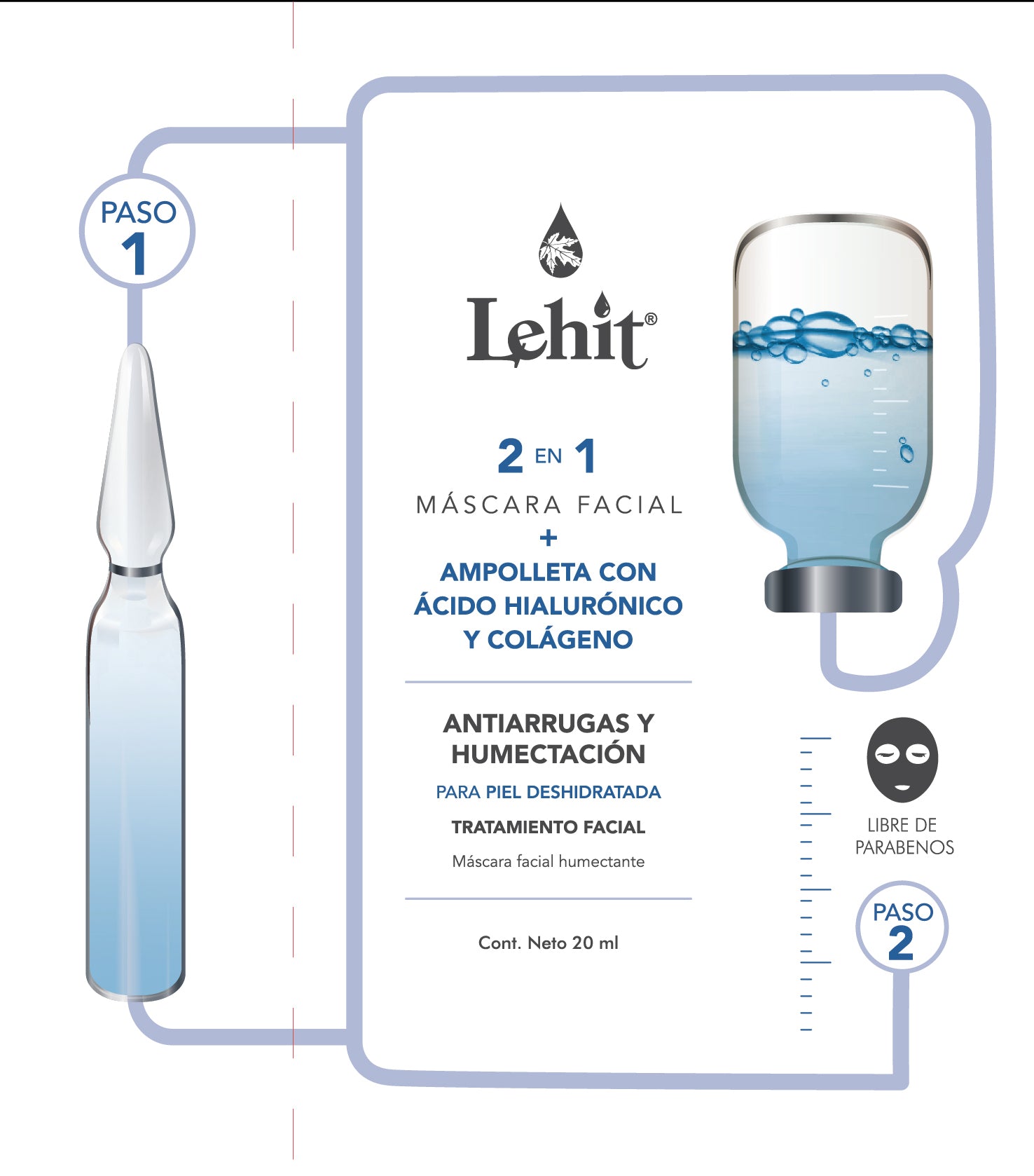 LEHIT Máscara Facial 2 en 1 Colágeno y Ácido Hialurónico disponible en Bogotá - LEHIT imagen 1