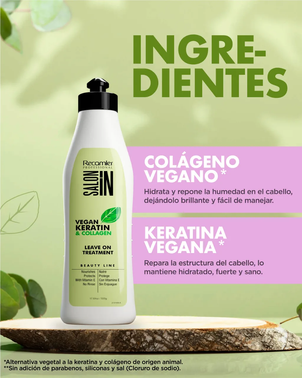 RECAMIER Salon In Tratamiento Vegan Keratin Collagen Leave-on 500ml