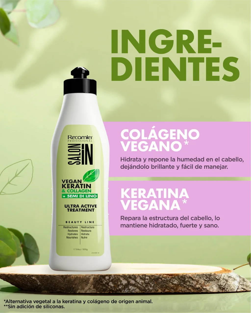 RECAMIER Salon In Tratamiento Vegan Keratin Collagen Ultractive 500ml